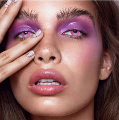 Lentes de contacto de color rosa con bloques violeta empolvados para cosplay