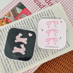 Estuche para lentes de contacto de colores con lazo y conejos Ins Style