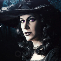 Lentes de contacto de color morado con diseño de bloque violeta para cosplay