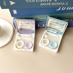 Estuche para lentes de contacto de colores con diseño de cachorro de dibujos animados