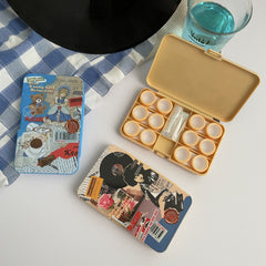 Estuche para lentes de contacto de color estilo retro americano para jovencita