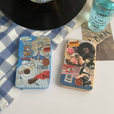 Estuche para lentes de contacto de color estilo retro americano para jovencita