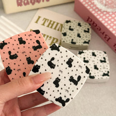 Estuche para lentes de contacto de colores con lazo floral y forma de gato