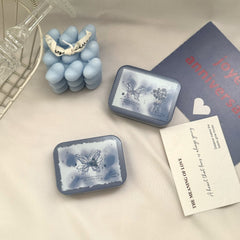 Estuche romántico para lentes de contacto de color rosas azul hielo