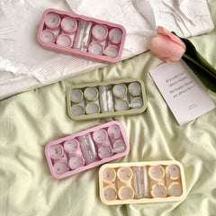 Estuche para lentes de contacto de colores con tulipanes triturados