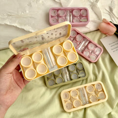 Estuche para lentes de contacto de colores con tulipanes triturados