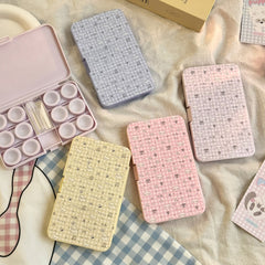 Estuche para lentes de contacto de gatitos con estampado floral pastel