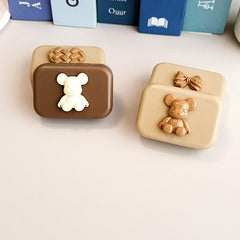 Estuche pequeño para lentes de contacto de color té con leche