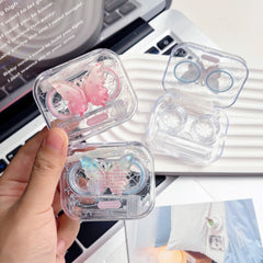 Estuche para lentes de contacto de mariposa con degradado de cristal