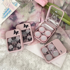 Estuche para lentes de contacto de colores con mariposas geniales