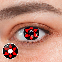 Lentes de contacto de color rojo con prescripción de hexagrama Shalingan de NARUTO Uchiha Sasuke