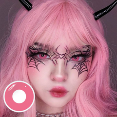 Lentes de contacto de color rosa con bloques violeta empolvados para cosplay