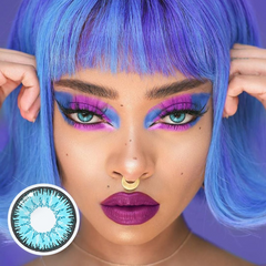 Lentes de contacto de color Vega tricolor azul con prescripción médica