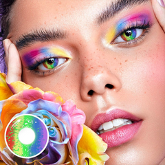 Lentes de contacto de colores del arcoíris para Halloween