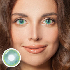 Lentes de contacto de color verde con borde dorado para cosplay