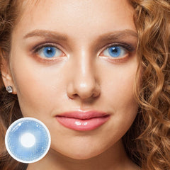 Lentes de contacto de color azul con borde dorado para cosplay