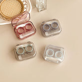 Estuche para lentes de contacto de colores con tapa sin rosca integrada en el frasco