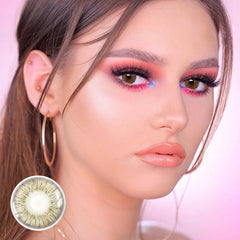 Lentes de contacto de color marrón flor