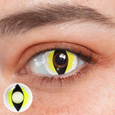 Lentes de contacto de color amarillo con diseño de gato salvaje para cosplay