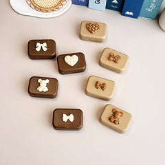 Estuche pequeño para lentes de contacto de color té con leche