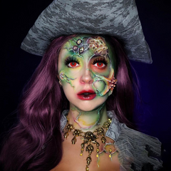 Lentes de contacto de color negro con diseño de telaraña de Halloween