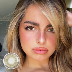 Lentes de contacto de color marrón flor