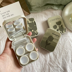 Estuche para lentes de contacto de color tulipán con pintura al óleo Ins