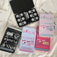 Estuche para lentes de contacto de colores con texto creativo americano