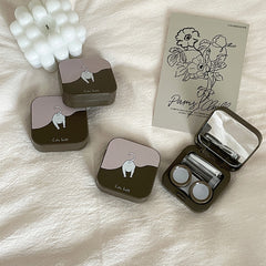 Estuche para lentes de contacto de colores con diseño de dibujos animados