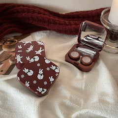 Estuche para lentes de contacto color vino tinto con diseño de nicho INS