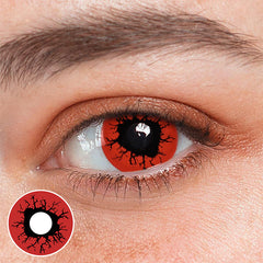 Lentes de contacto de color rojo con ojos sangrientos y aterradores de Halloween