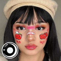 Lentes de contacto blancas con forma de estrella de luna de Halloween