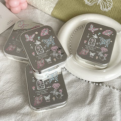 Estuche para lentes de contacto de color mariposas plateadas