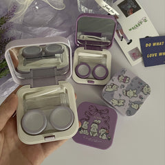 Estuche para lentes de contacto de color con diseño morado de Girl Love
