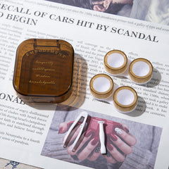 Estuche para lentes de contacto de color verde y marrón