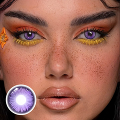 Lentes de contacto de color morado con diseño de mariposa para cosplay