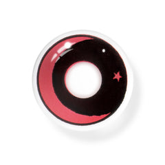 Lentes de contacto de color rojo con luna y estrella de Halloween