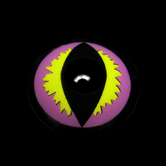 Lentes de contacto de color morado con diseño de gato salvaje para cosplay