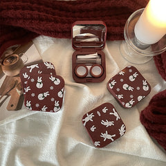 Estuche para lentes de contacto color vino tinto con diseño de nicho INS