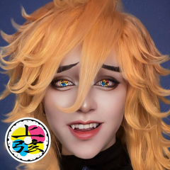 Cosplay Demon Slayer Twelve Kizuki Douma Lentes de contacto de color blanco izquierdo