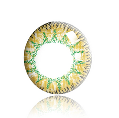 Lentes de contacto de color amarillo dorado Vega con prescripción médica