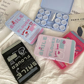 Estuche para lentes de contacto de colores con texto creativo americano