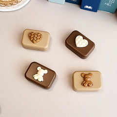 Estuche pequeño para lentes de contacto de color té con leche