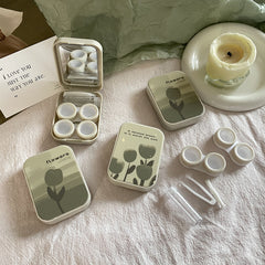 Estuche para lentes de contacto de color tulipán con pintura al óleo Ins