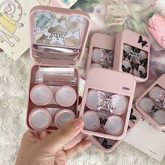 Estuche para lentes de contacto de colores con mariposas geniales