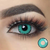 Lentes de contacto de color verde con prescripción de Lucifer's Eye para cosplay