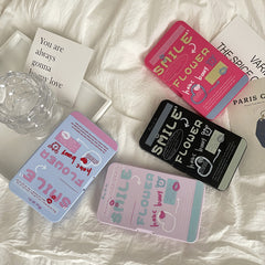 Estuche para lentes de contacto de colores con texto creativo americano