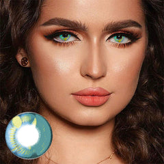 Lentes de contacto de color verde con prescripción de anime para cosplay