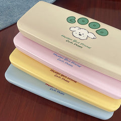 Estuche para lentes de contacto de colores grueso con diseño de cachorro