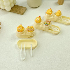 Estuche portátil para lentes de contacto de colores con diseño de dibujos animados